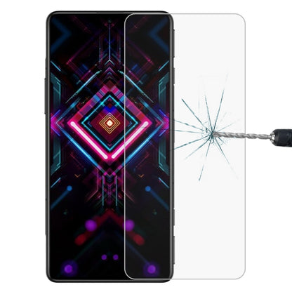 Clear 2.5D tempered glass screen protector for smartphone, over dark display, 1 pc