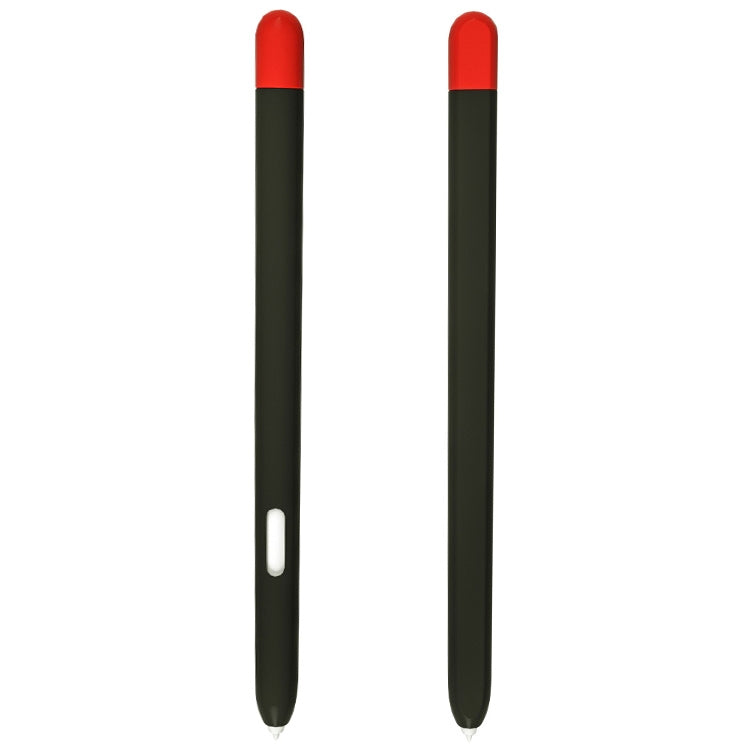 Liquid silicone stylus pen protective case, black body with red cap and side cutout