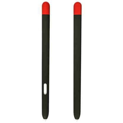 Liquid silicone stylus pen protective case, black body with red cap and side cutout