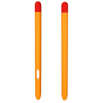 Liquid silicone stylus pen protective case, orange body with red cap and side cutout