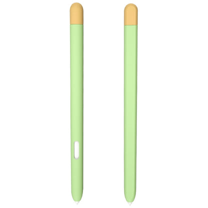 Liquid silicone stylus pen protective case, light green body with gold top and side cutout