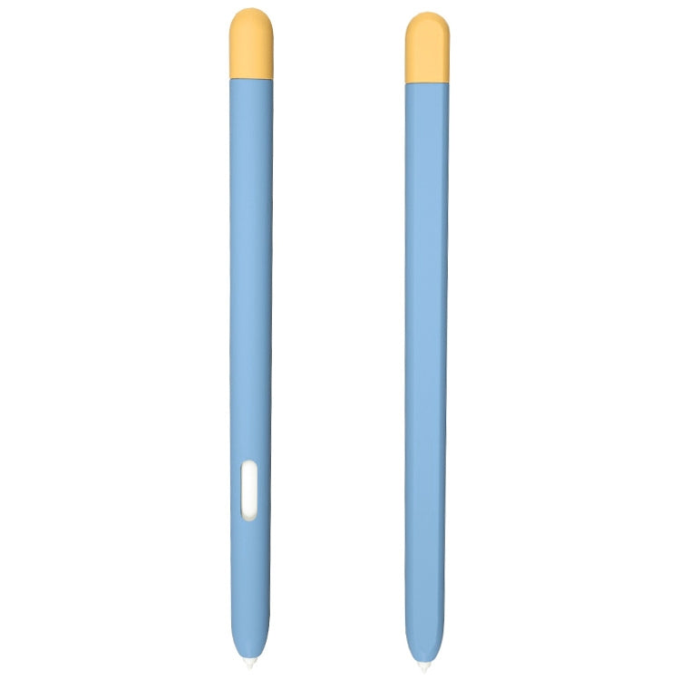 Liquid silicone stylus pen protective case, blue body with gold top and side cutout