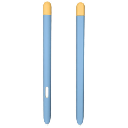 Liquid silicone stylus pen protective case, blue body with gold top and side cutout