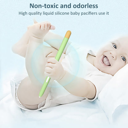 Liquid silicone stylus pen protective case, green silicone pen-like tip held by baby