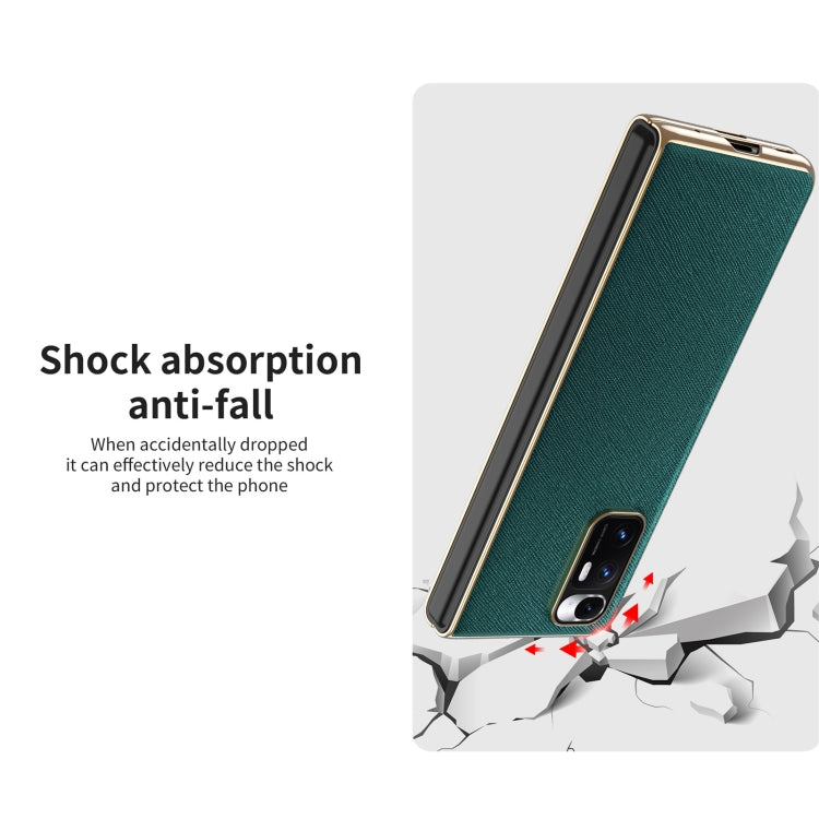 Teal leather-texture protective phone case with anti-fall shock absorption corner design