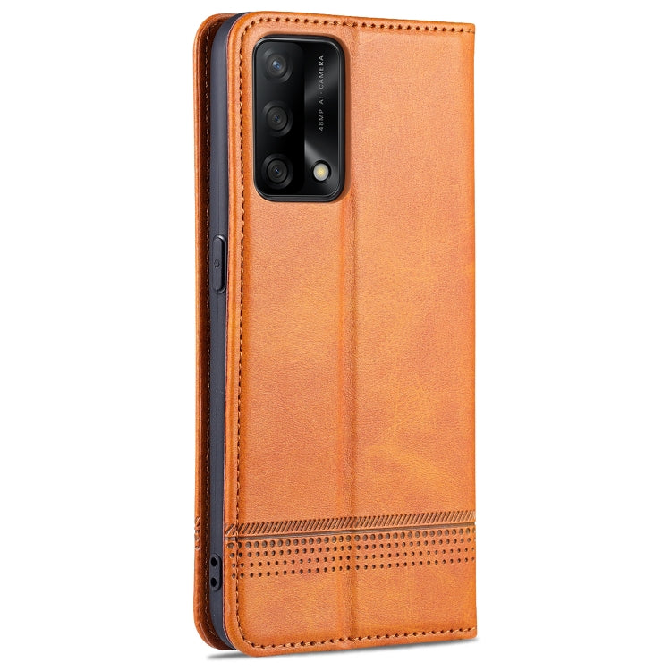 Light brown leather flip phone case with side cutouts and camera window