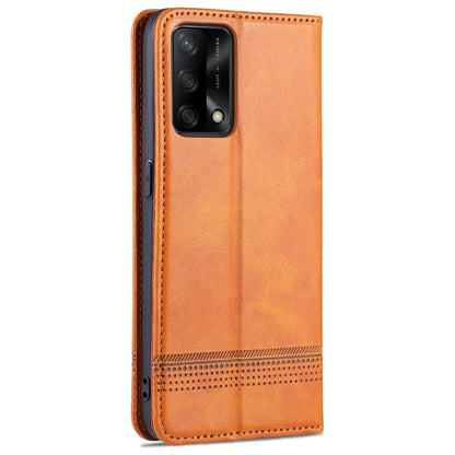 Light brown leather flip phone case with side cutouts and camera window