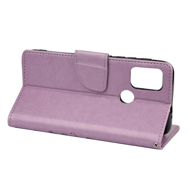 Light purple leather flip phone wallet case with open front and card slot area