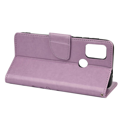 Light purple leather flip phone wallet case with open front and card slot area