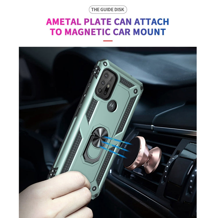 Teal rugged phone case with metal ring for magnetic car mount; rear camera cutout visible