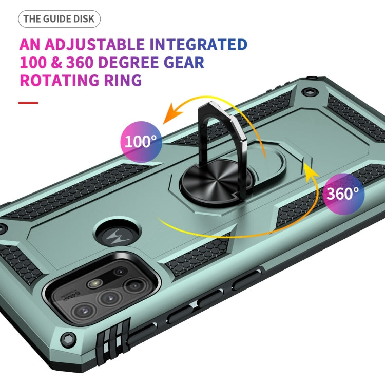 Teal rugged phone case with adjustable 360-degree rotating kickstand ring and camera cutout