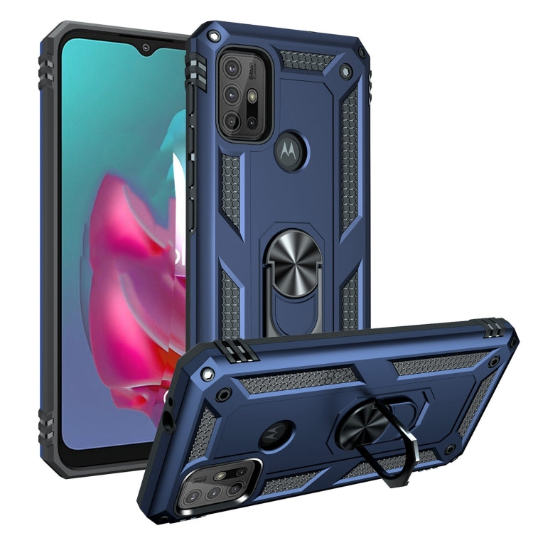 Blue shockproof TPU + PC phone case with 360° rotating holder
