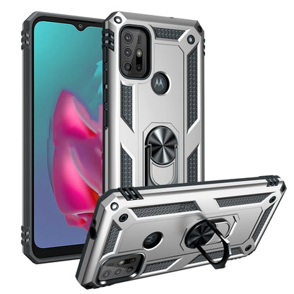 Silver shockproof TPU + PC phone case with 360° rotating holder