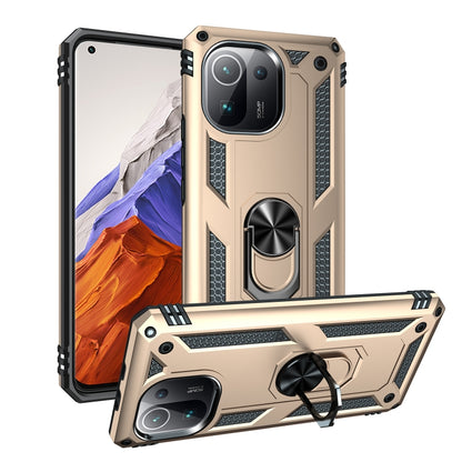 Gold shockproof TPU + PC phone case with 360° rotating holder