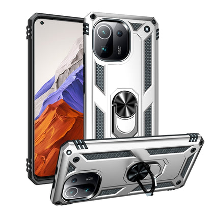 White shockproof TPU + PC phone case with 360° rotating holder