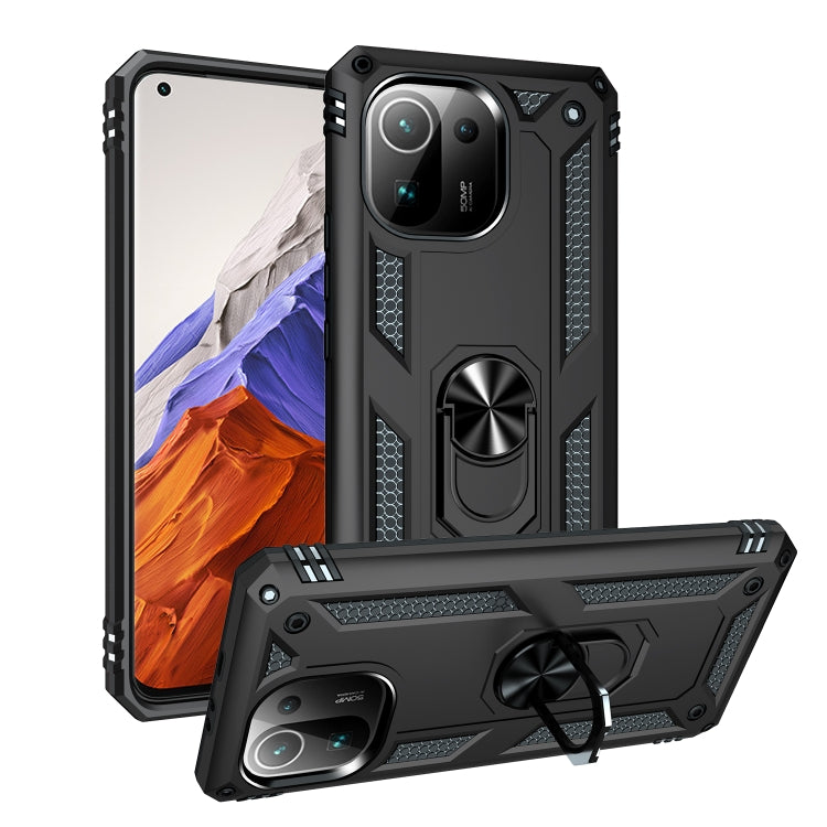 Dark gray shockproof TPU + PC phone case with 360° rotating holder