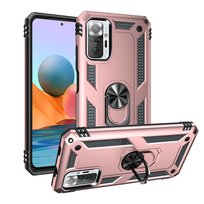 Shockproof phone case with 360° rotating holder, rose pink hard TPU shell and kickstand