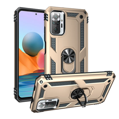 Shockproof phone case with 360° rotating holder, beige hard TPU shell and kickstand