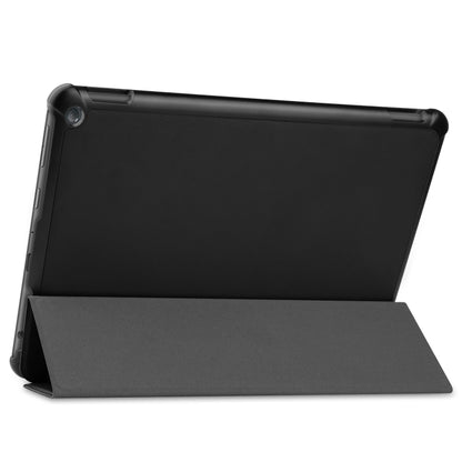 Black leather flip case with front cover folded out as a stand