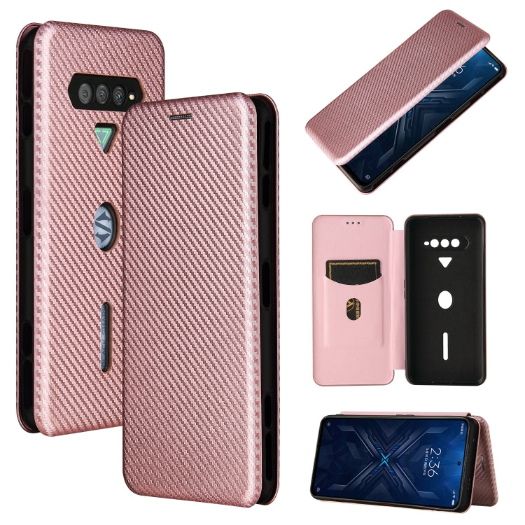 Pink carbon fiber texture magnetic flip phone case with card slot