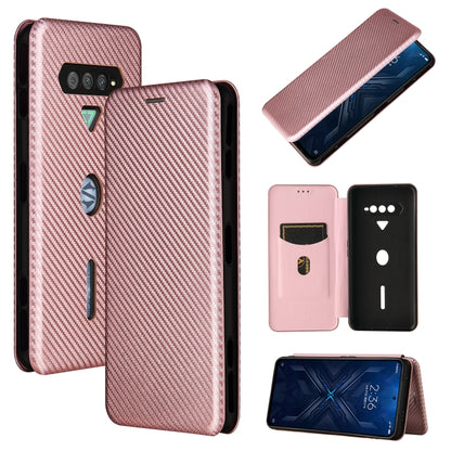 Pink carbon fiber texture magnetic flip phone case with card slot