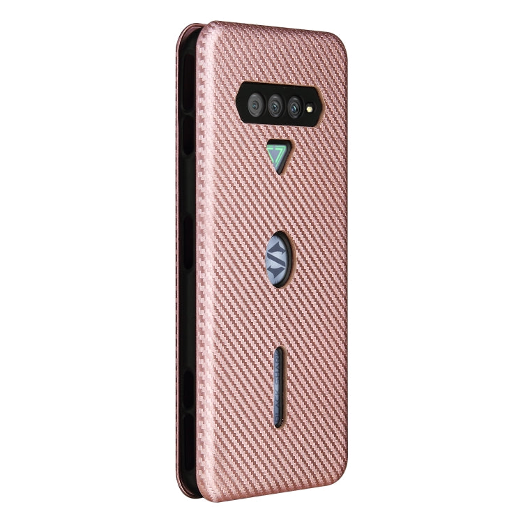 Pink carbon fiber texture magnetic flip phone case back view