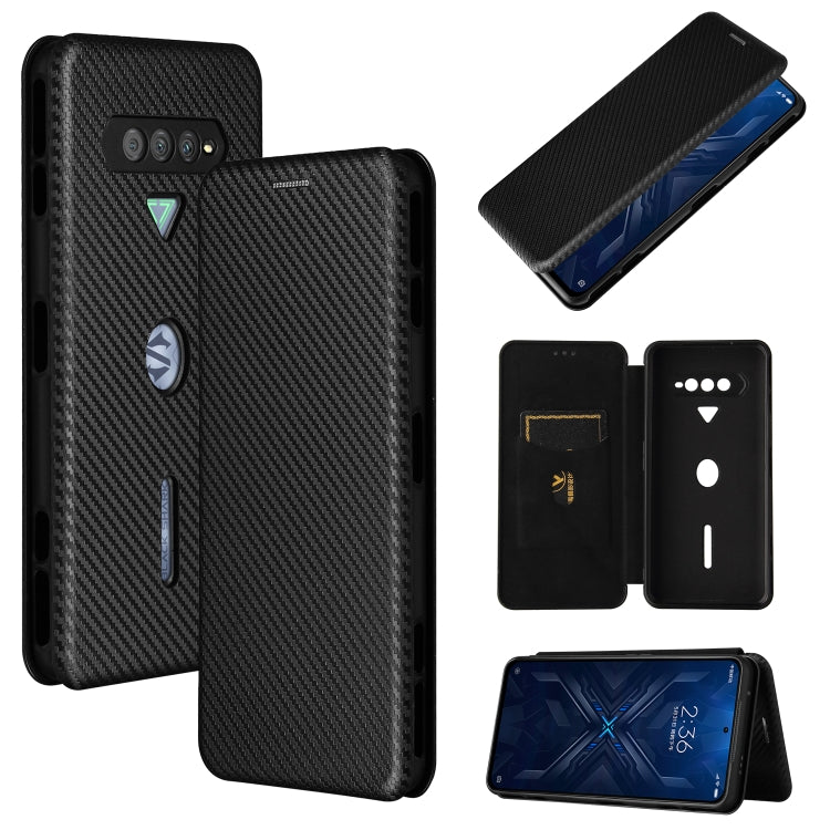 Black carbon fiber texture magnetic flip phone case with card slot