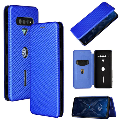 Blue carbon fiber texture magnetic flip phone case with card slot