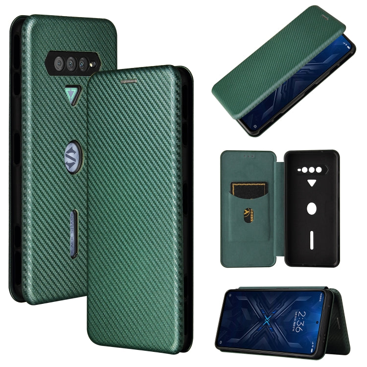 Green carbon fiber texture magnetic flip phone case with card slot