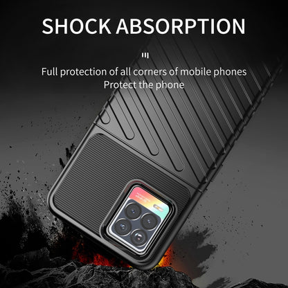 Dark TPU rugged case with ribbed texture, reinforced corners, and camera cutout