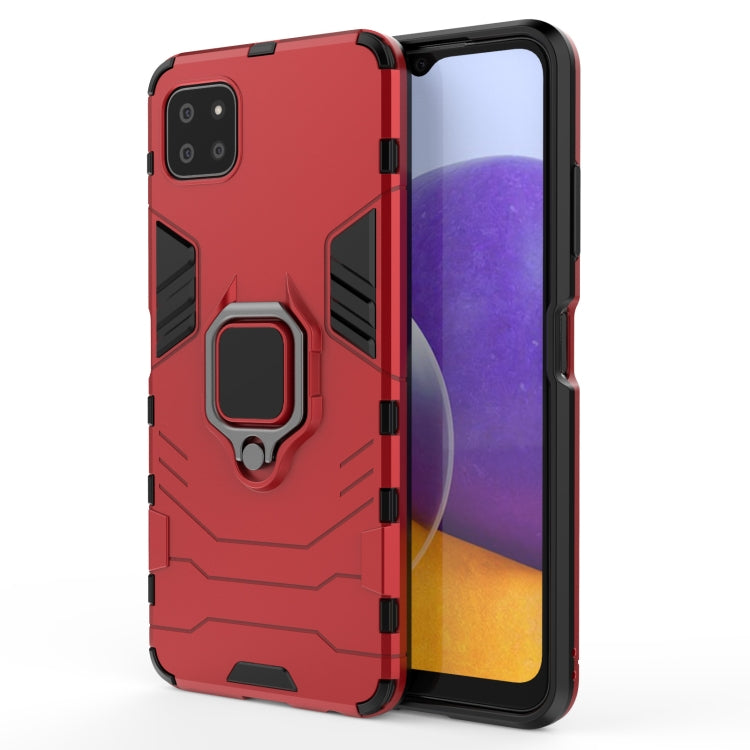 Shockproof phone case with magnetic ring holder, red rugged back cover