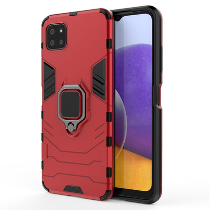 Shockproof phone case with magnetic ring holder, red rugged back cover