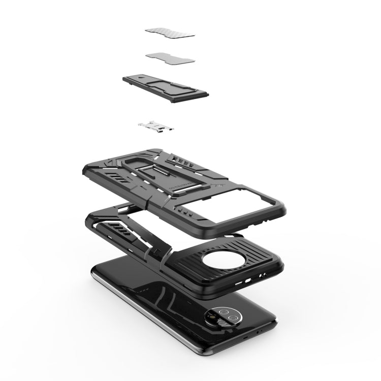 Rugged black phone case with visible components and camera module pieces (set of parts)