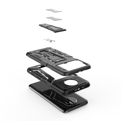 Rugged black phone case with visible components and camera module pieces (set of parts)