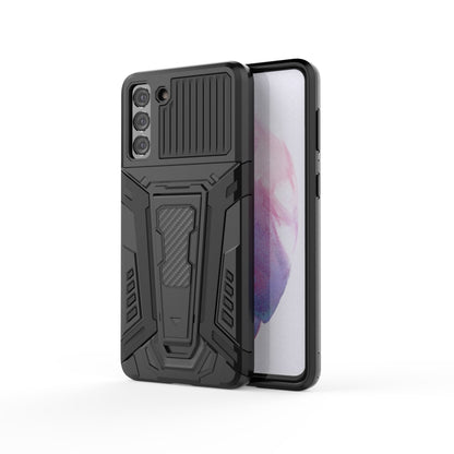 Dark grey armored phone case with rugged kickstand-style holder and camera cutouts