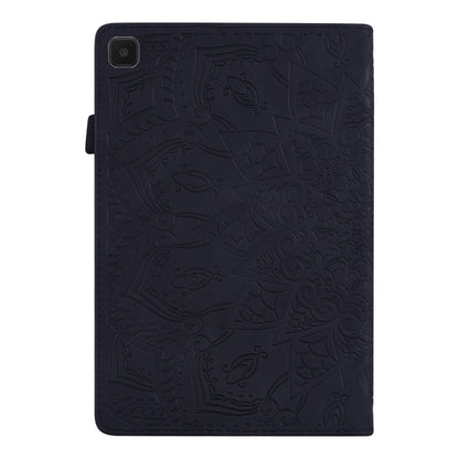 Black embossed leather tablet case with textured pattern and side flap