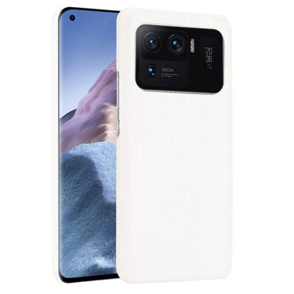 Shockproof crocodile-texture phone case, white, with raised camera cutout