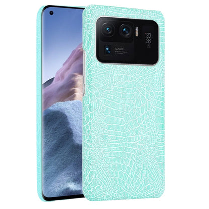 Shockproof crocodile-texture phone case, mint green, with raised camera cutout