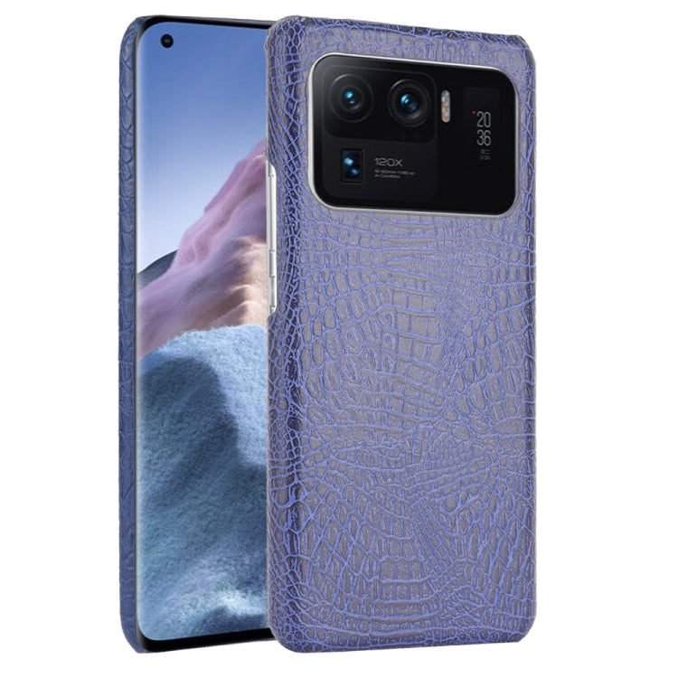 Sky blue crocodile-texture phone case with camera lens cutouts
