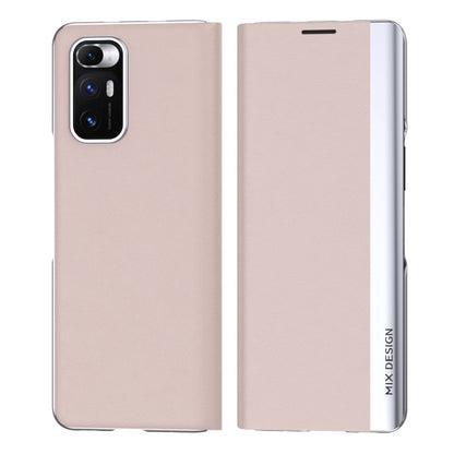 Pink electroplated flip leather case with card holder for Xiaomi Mix Fold