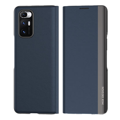Navy blue electroplated flip leather case with card holder for Xiaomi Mix Fold