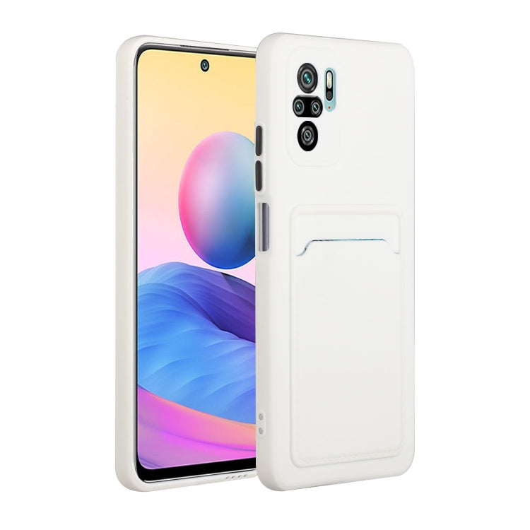 White TPU phone case with card slot design and raised camera cutouts