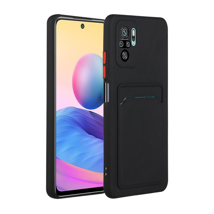 Black shockproof TPU phone case with card slot and camera cutouts
