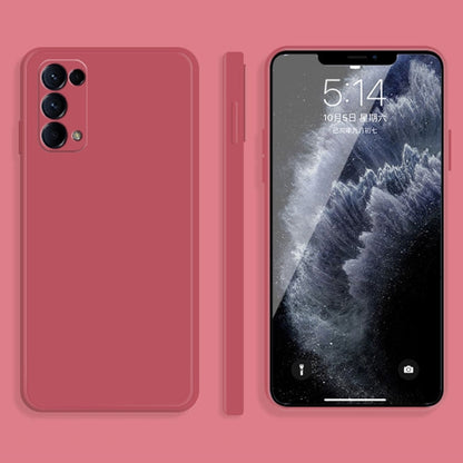 Red liquid silicone phone case with raised edges and camera cutouts