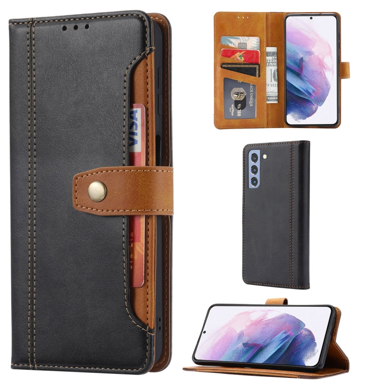Black leather flip phone wallet case with card slots and photo frame window