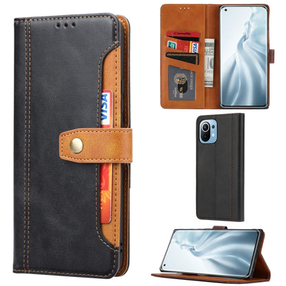 Black leather flip phone wallet case with card slots and magnetic clasp