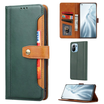 Green leather flip wallet case with card holder and photo frame, horizontal flip design