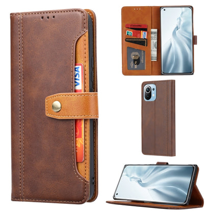 Brown leather horizontal flip phone wallet case with card holder and photo frame