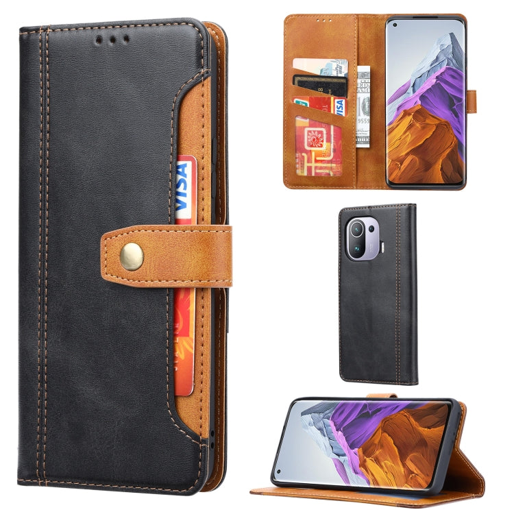 Black leather flip phone wallet case with card slots and viewing window