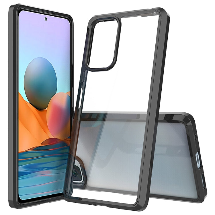 Transparent protective phone case with dark shockproof bumper and clear back panel